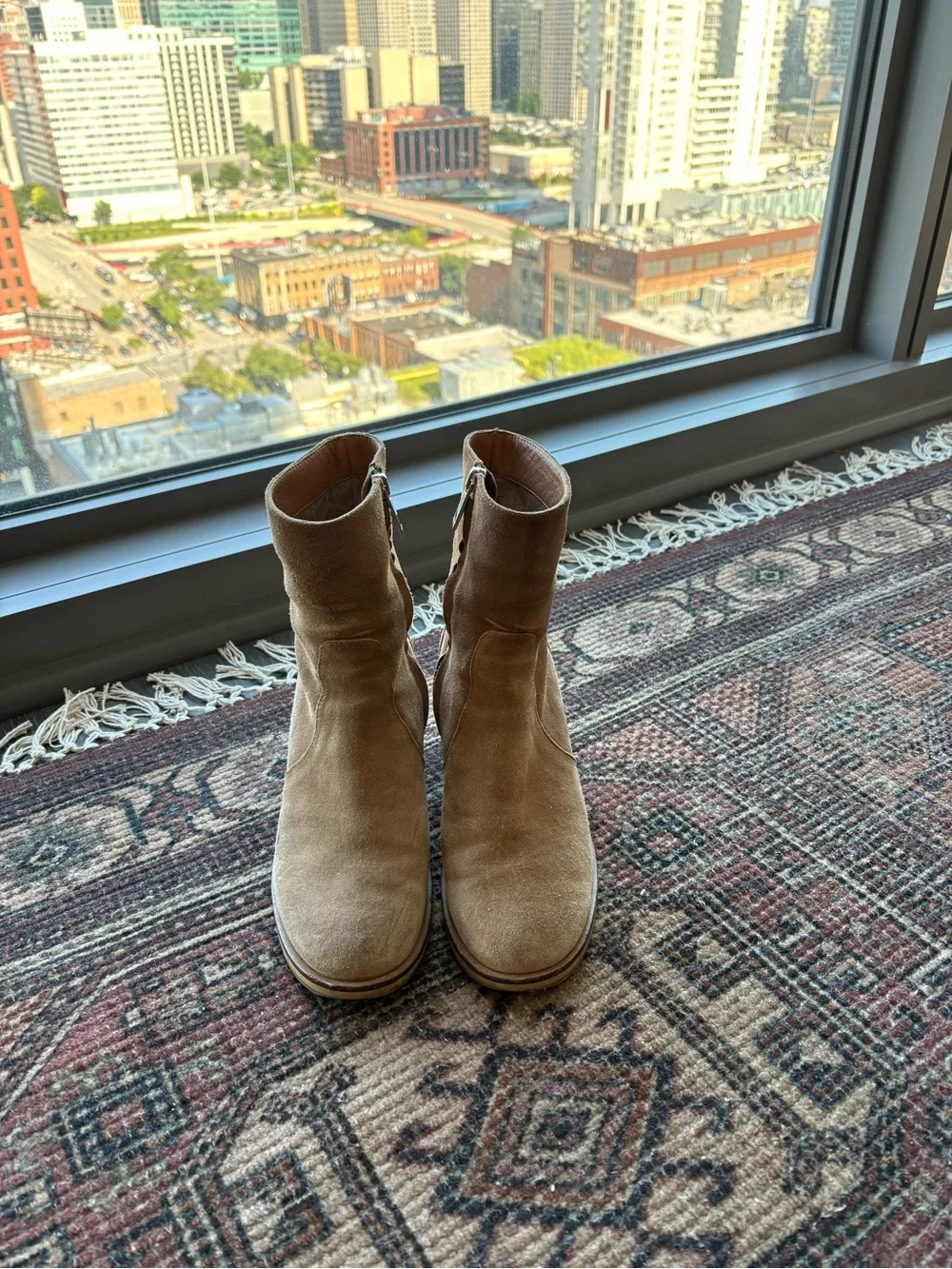 Aquatalia Janella Ankle Boot in Champagne Suede